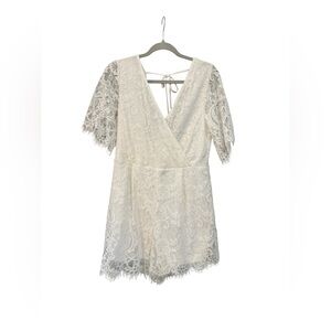 Trixxi White Lace Romper XL Short Sleeve Boho Feminine